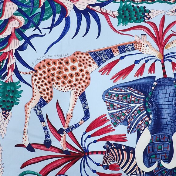 HERMES Blue Silk Scarf - Picture 3 of 9